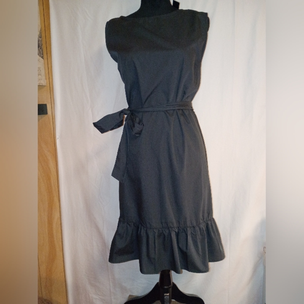 Classic Black Midi Dress with Waist Tie🖤 SIZE XL